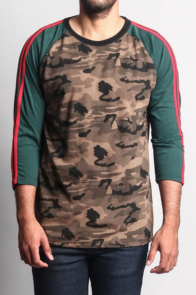 Men's Baseball T Shirt with Stripes - Image 45