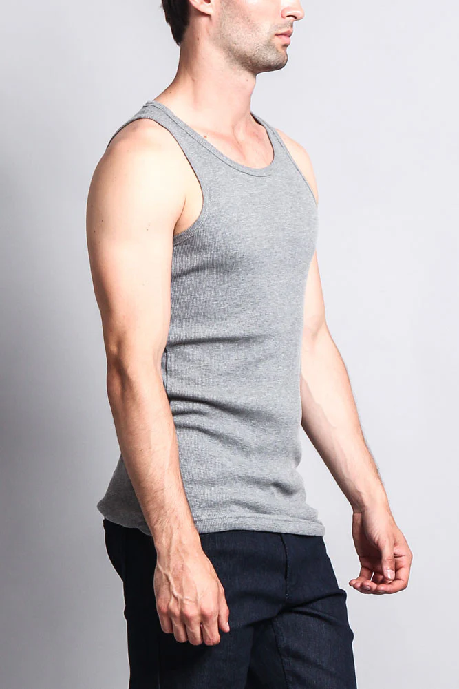 Men's Basic Solid Ribbed Tank Top (2-Pack) - Image 10