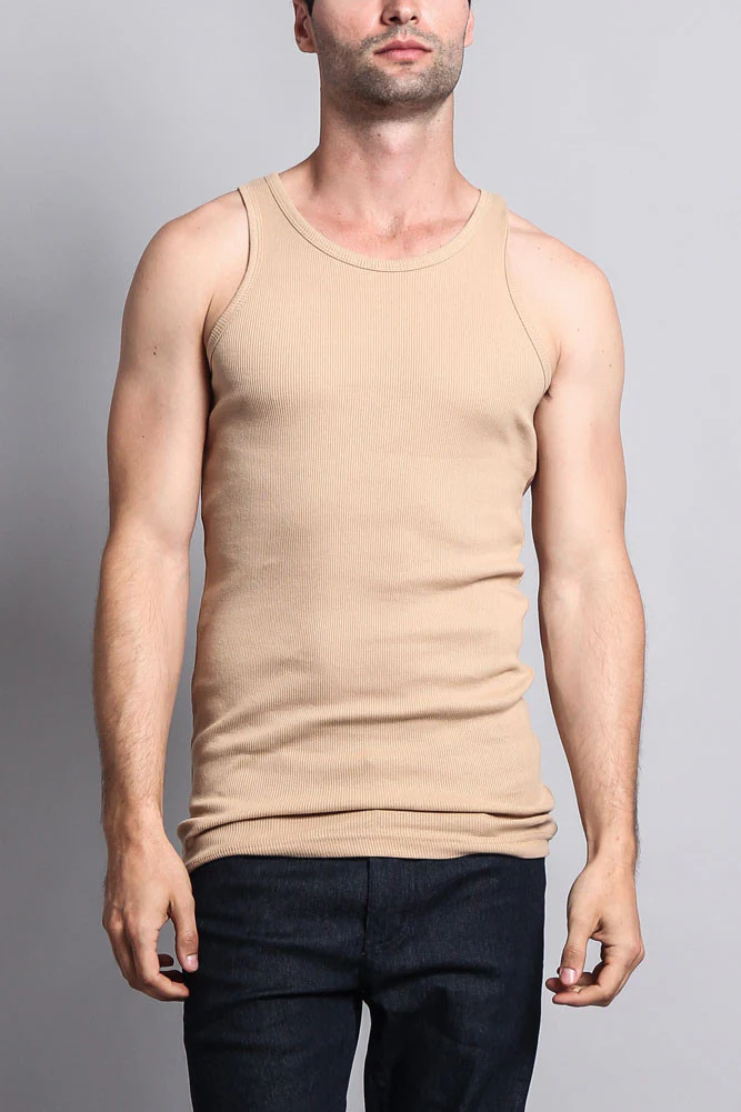 Men's Basic Solid Ribbed Tank Top (2-Pack) - Image 12