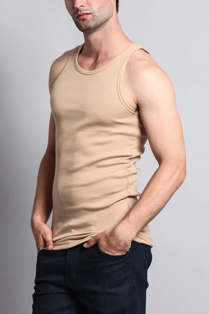 Men's Basic Solid Ribbed Tank Top (2-Pack) - Image 13