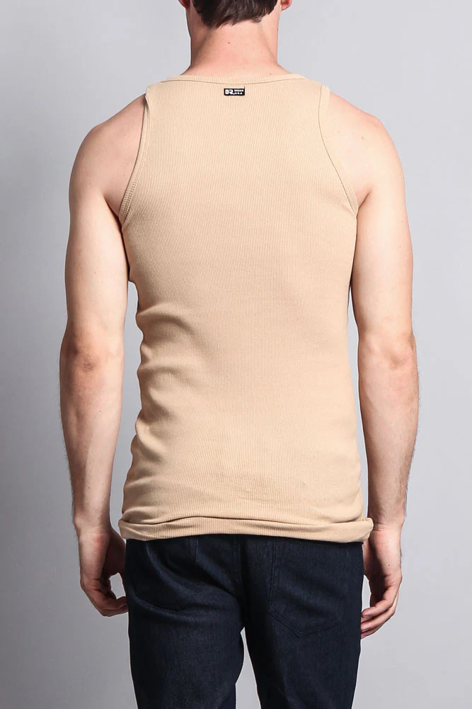 Men's Basic Solid Ribbed Tank Top (2-Pack) - Image 14
