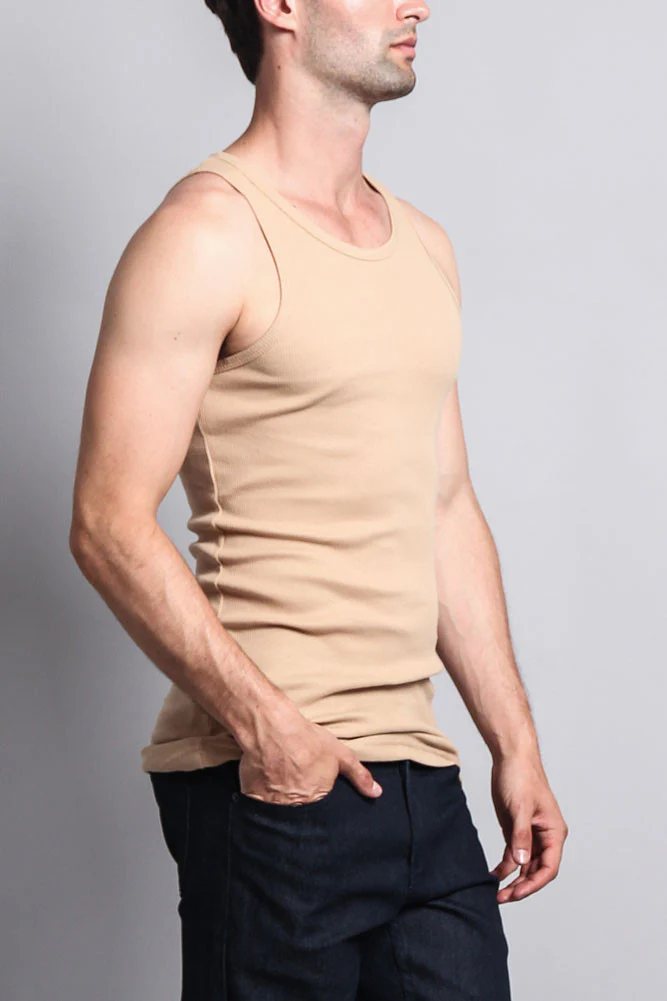 Men's Basic Solid Ribbed Tank Top (2-Pack) - Image 15