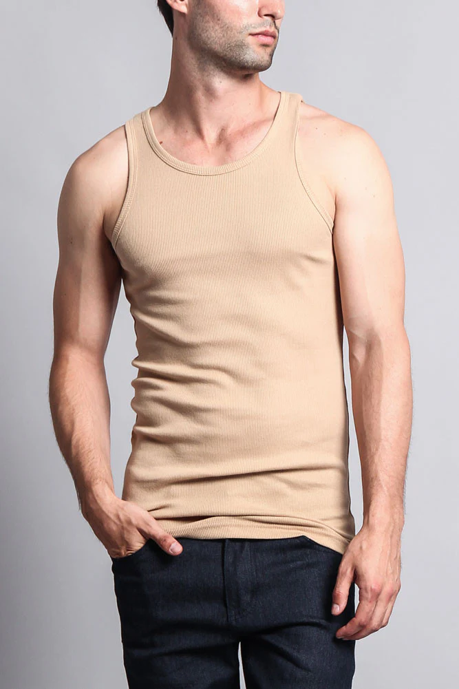 Men's Basic Solid Ribbed Tank Top (2-Pack) - Image 16