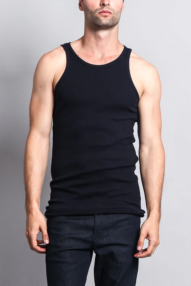Men's Basic Solid Ribbed Tank Top (2-Pack) - Image 17