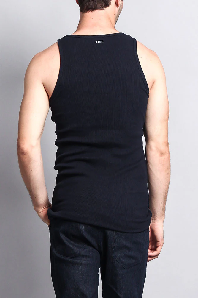 Men's Basic Solid Ribbed Tank Top (2-Pack) - Image 19