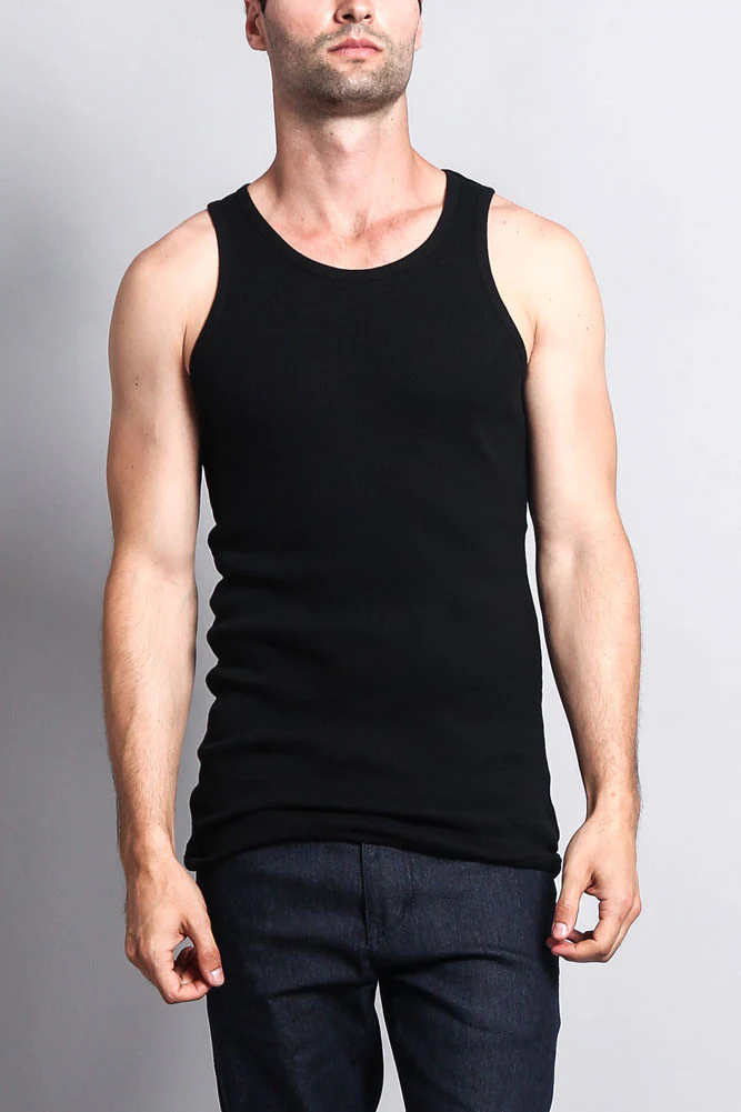Men's Basic Solid Ribbed Tank Top (2-Pack) - Image 2