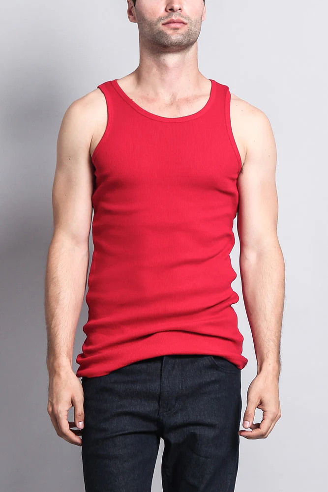 Men's Basic Solid Ribbed Tank Top (2-Pack) - Image 22