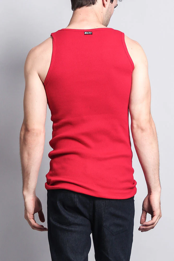 Men's Basic Solid Ribbed Tank Top (2-Pack) - Image 24