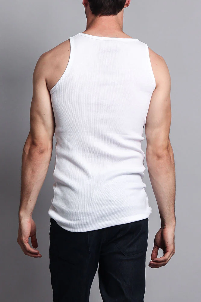 Men's Basic Solid Ribbed Tank Top (2-Pack) - Image 28