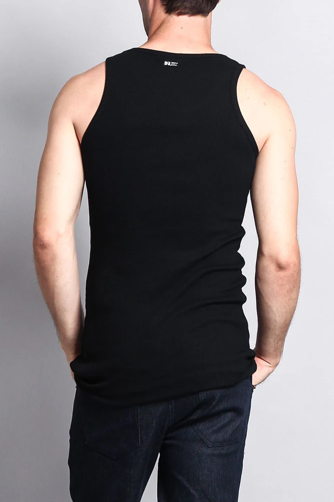 Men's Basic Solid Ribbed Tank Top (2-Pack) - Image 4