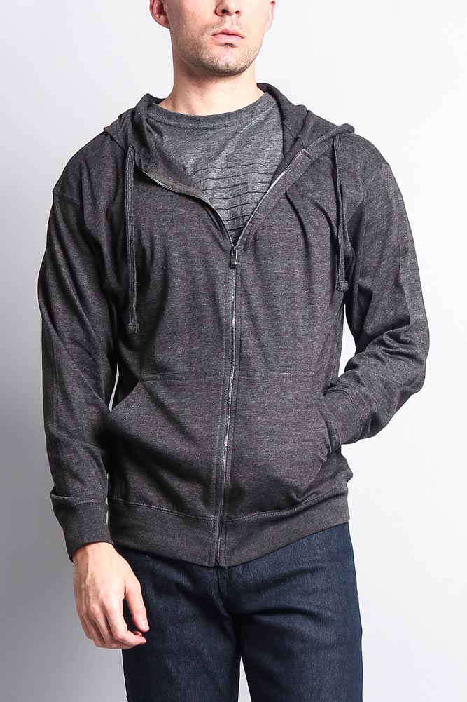 Men's Basic Zip Up Jersey Hoodie - Image 11