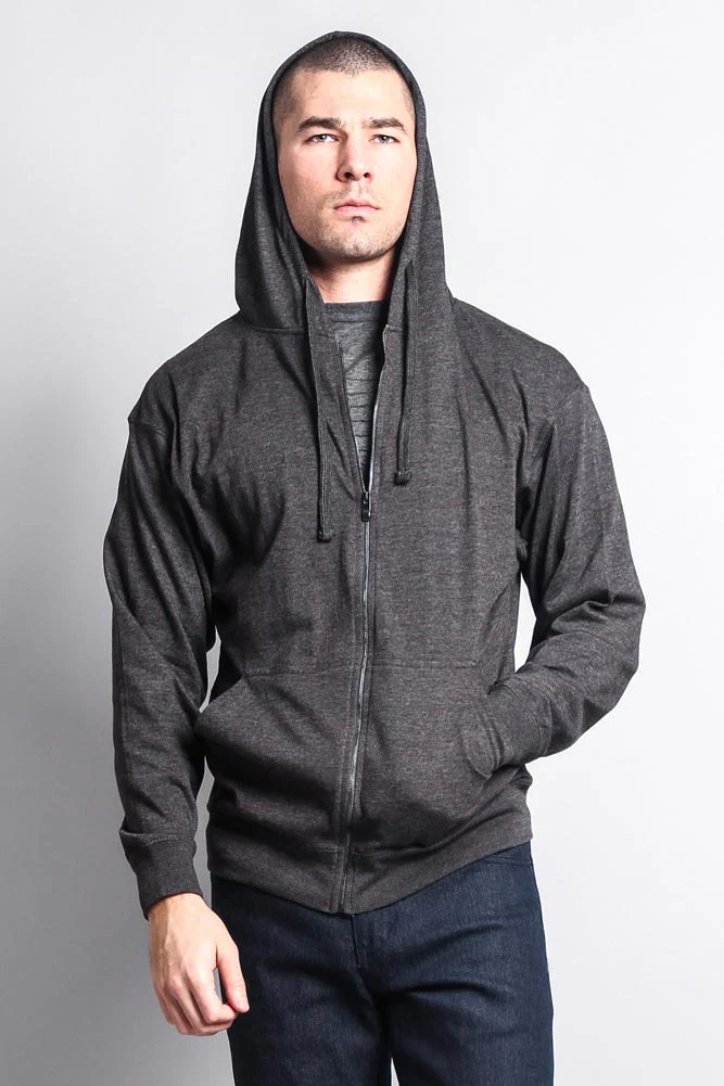 Men's Basic Zip Up Jersey Hoodie - Image 15