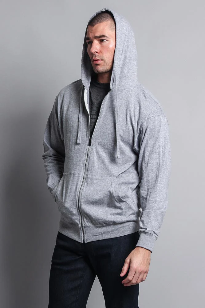 Men's Basic Zip Up Jersey Hoodie - Image 23