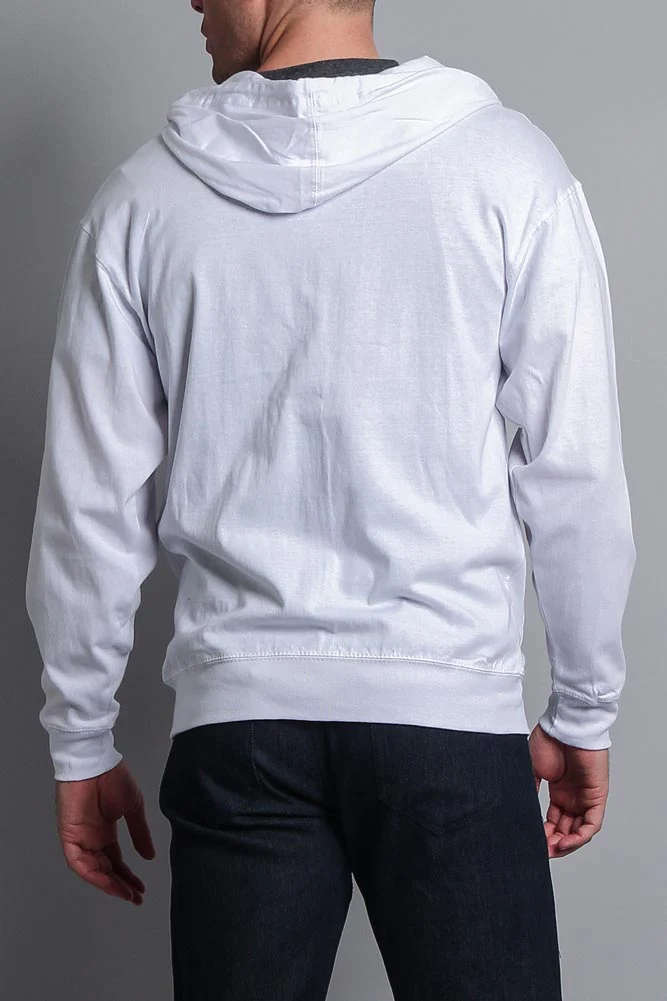 Men's Basic Zip Up Jersey Hoodie - Image 3