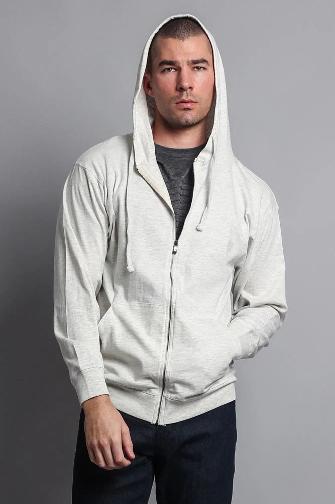 Men's Basic Zip Up Jersey Hoodie - Image 36