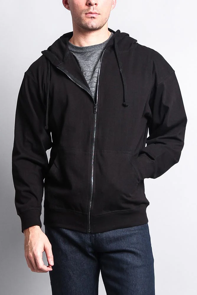 Men's Basic Zip Up Jersey Hoodie - Image 4