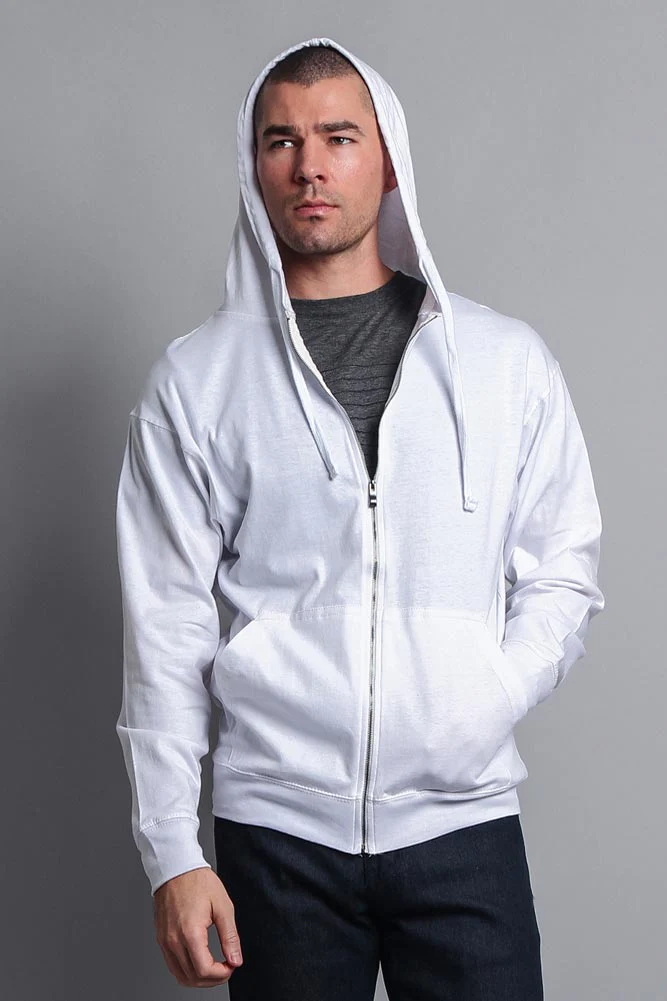 Men's Basic Zip Up Jersey Hoodie - Image 40