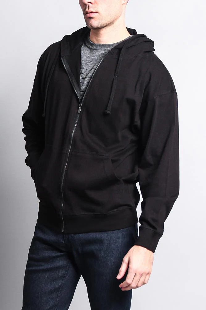 Men's Basic Zip Up Jersey Hoodie - Image 5