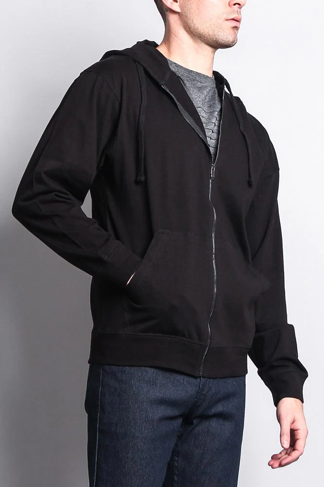 Men's Basic Zip Up Jersey Hoodie - Image 7
