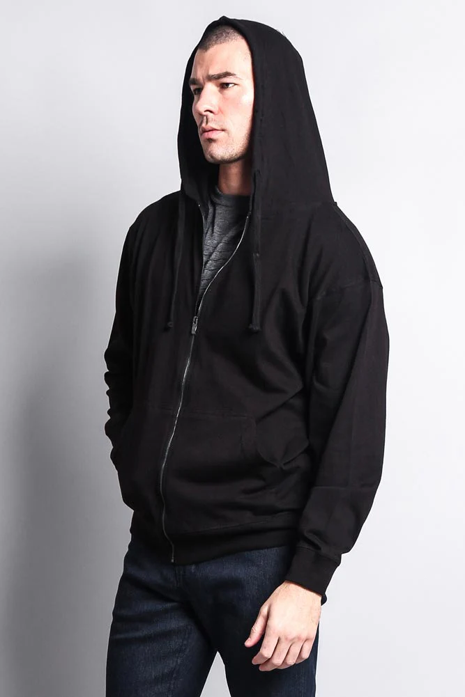 Men's Basic Zip Up Jersey Hoodie - Image 9
