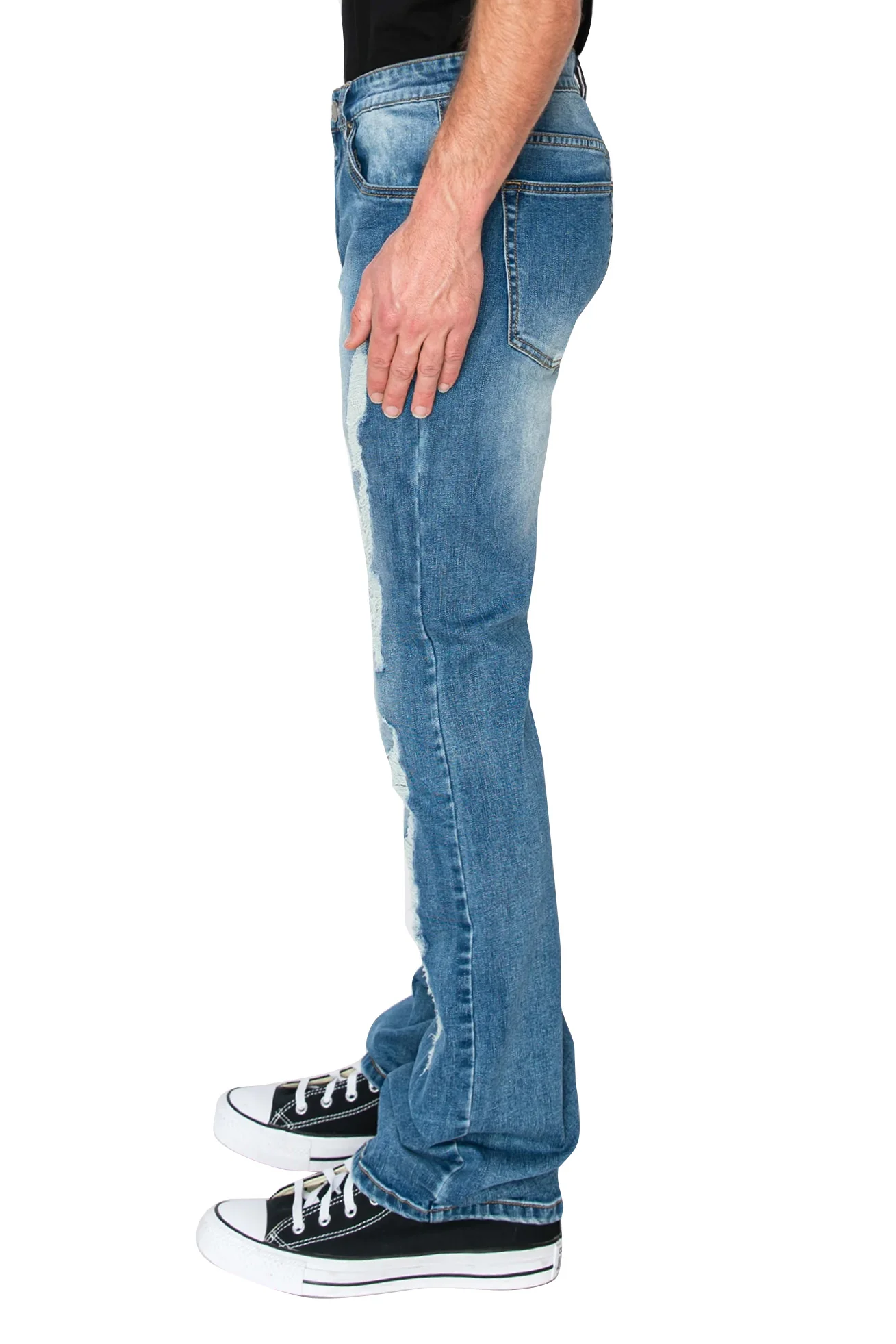 Men's Bootcut Distressed Denim Jeans - Image 3