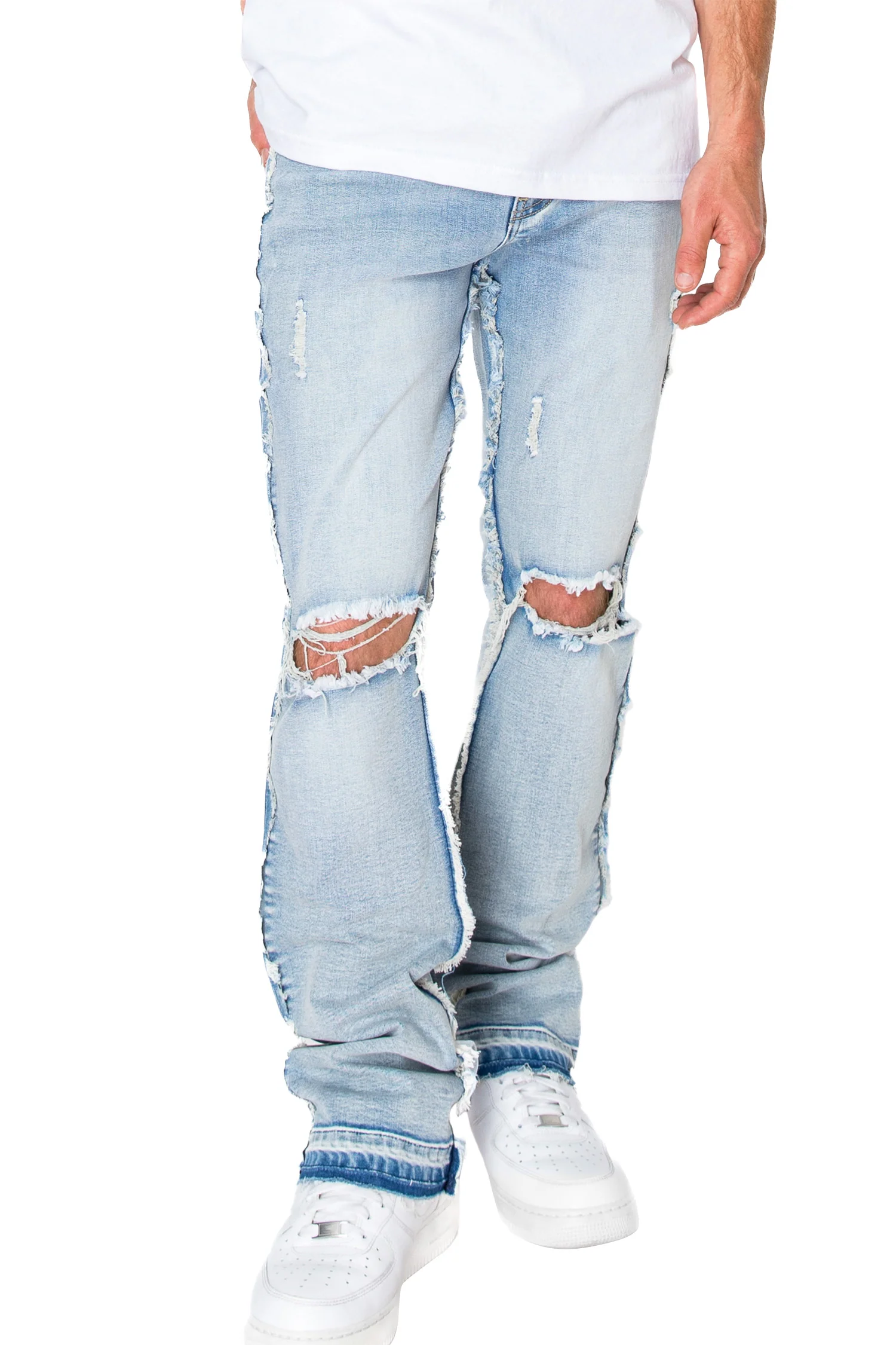 Men's Bootcut Raw Edge Denim Jeans - Image 2