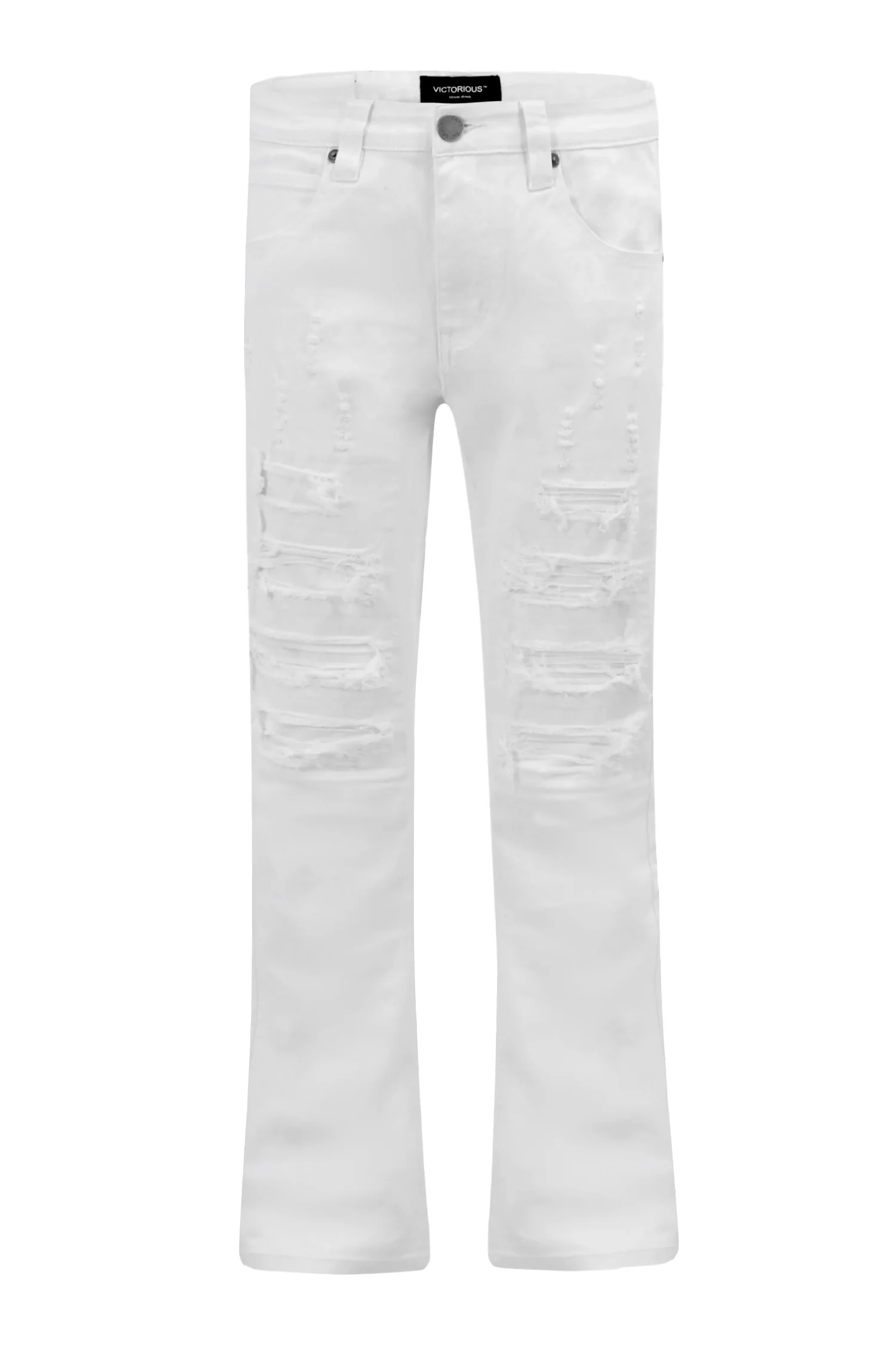 Men's Bootcut Rip & Repaired Colored Jeans - Image 4