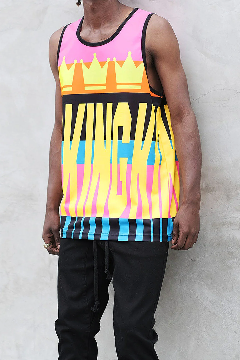 Men's Color Block King Graphic Tank Top - Image 3
