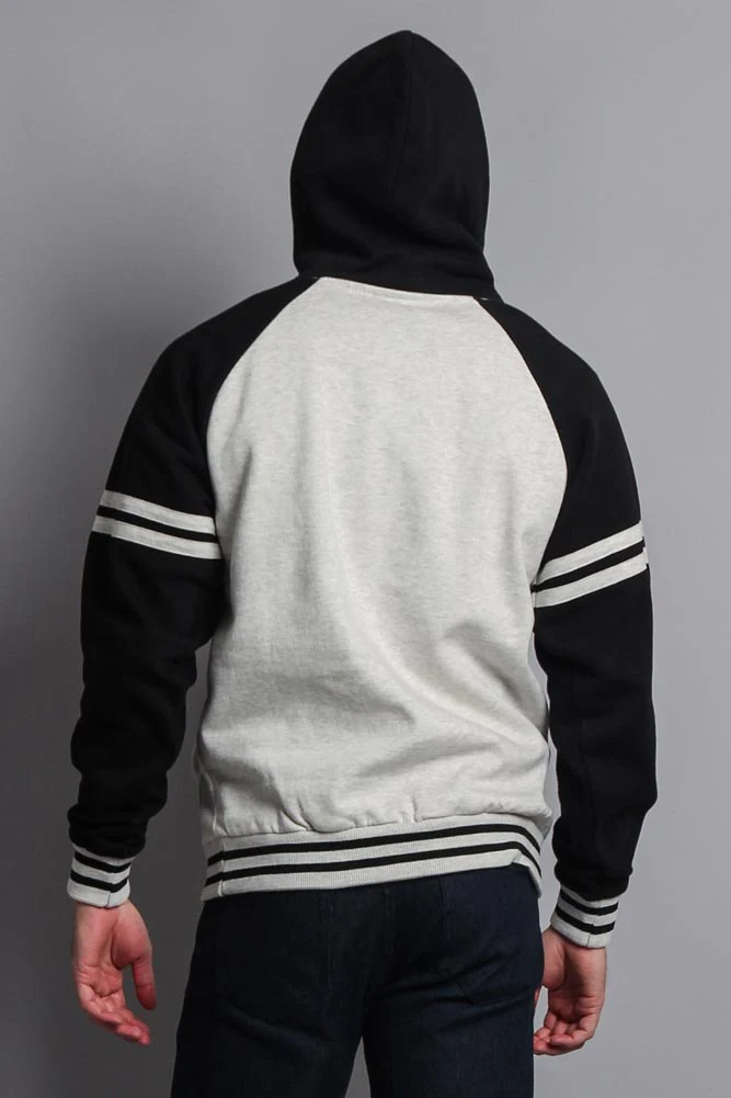 Men's Contrast Raglan Striped Sleeve Pullover Hoodie - Image 14