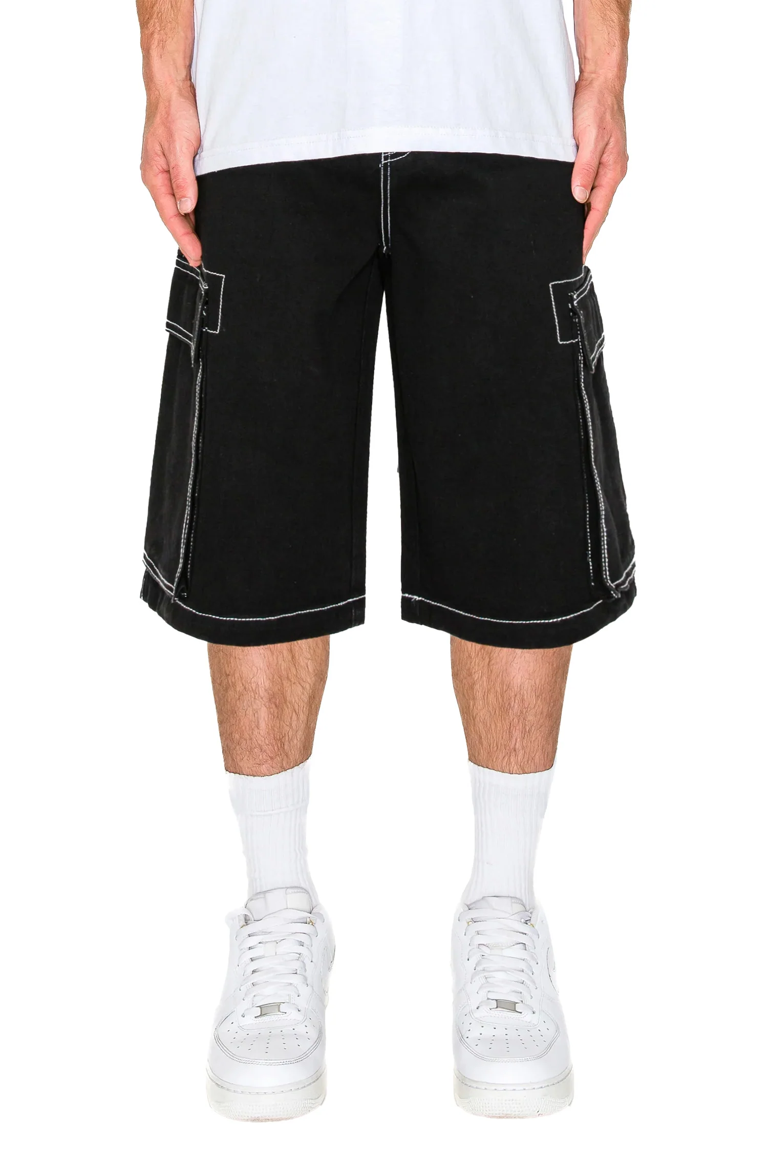 Men's Contrast Stitch Baggy Cargo Shorts - Image 4