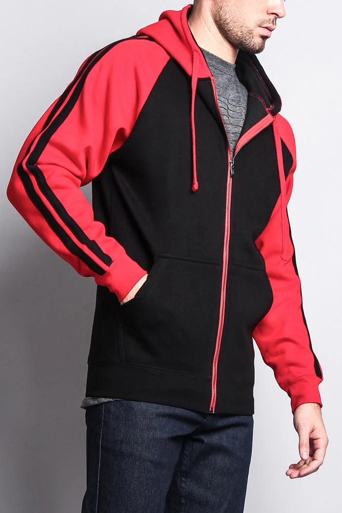 Men's Contrasting Two Striped Zip Up Hoodie - Image 11