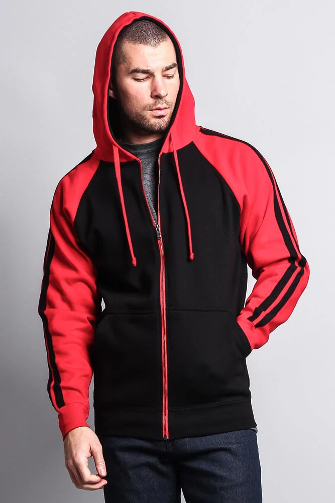Men's Contrasting Two Striped Zip Up Hoodie - Image 12
