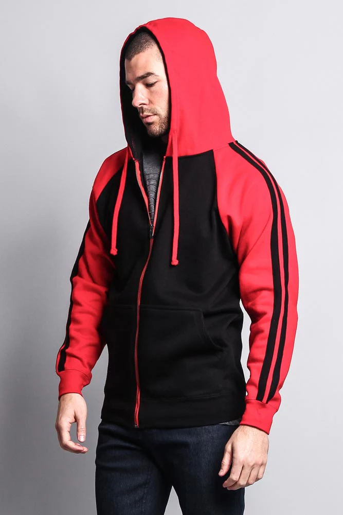Men's Contrasting Two Striped Zip Up Hoodie - Image 13