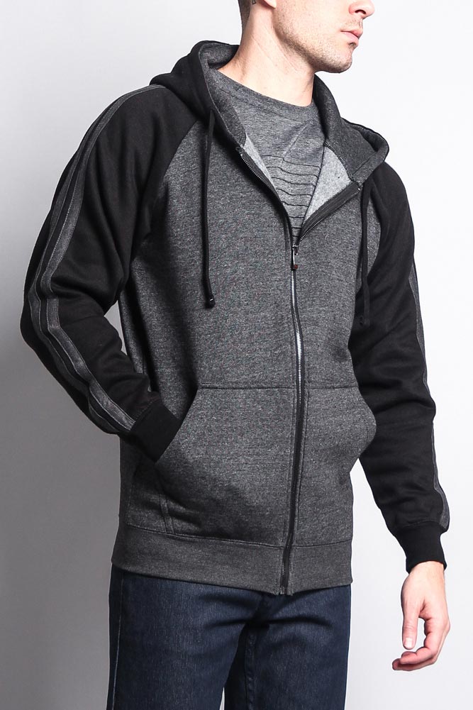 Men's Contrasting Two Striped Zip Up Hoodie - Image 18