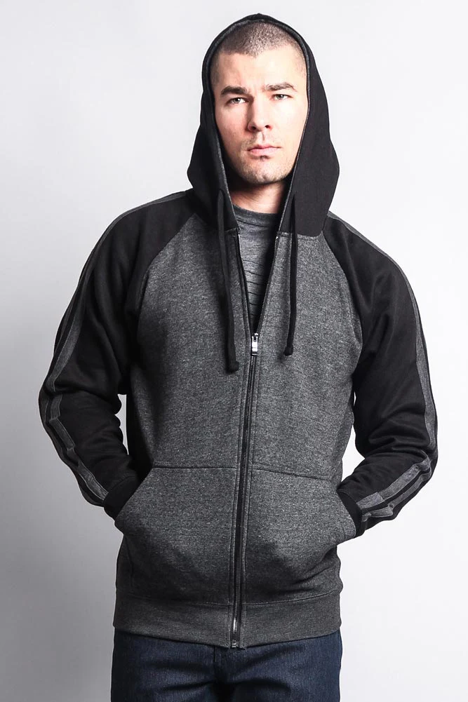 Men's Contrasting Two Striped Zip Up Hoodie - Image 19