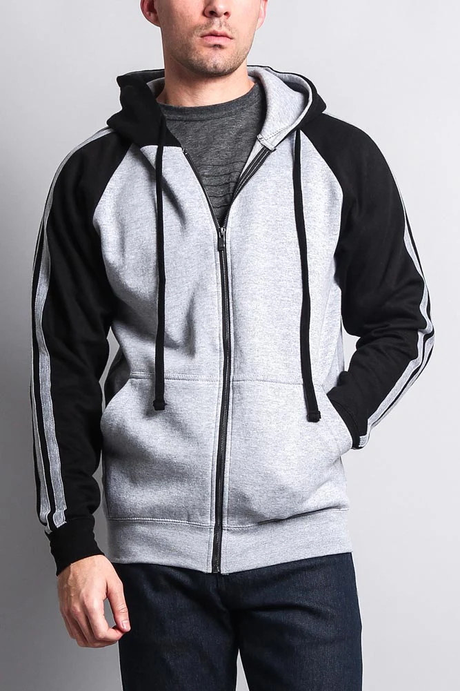 Men's Contrasting Two Striped Zip Up Hoodie - Image 22