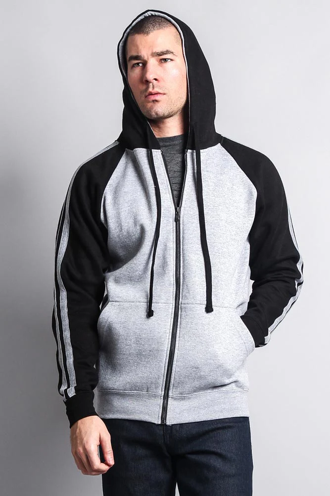 Men's Contrasting Two Striped Zip Up Hoodie - Image 26