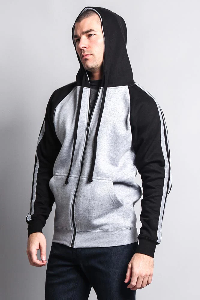 Men's Contrasting Two Striped Zip Up Hoodie - Image 27