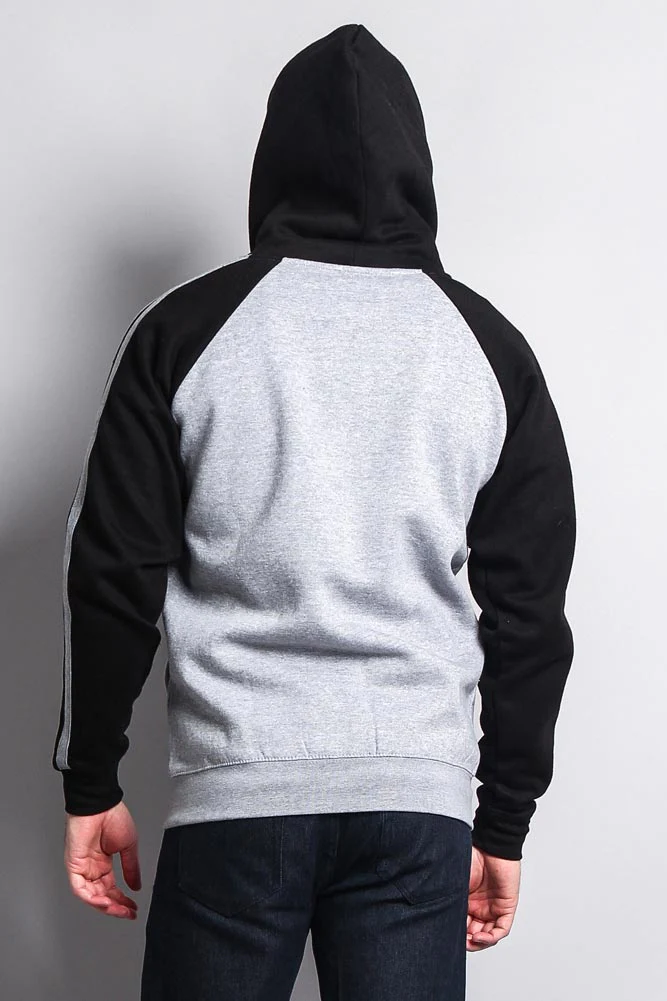 Men's Contrasting Two Striped Zip Up Hoodie - Image 28