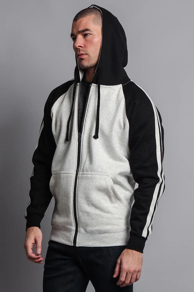 Men's Contrasting Two Striped Zip Up Hoodie - Image 41