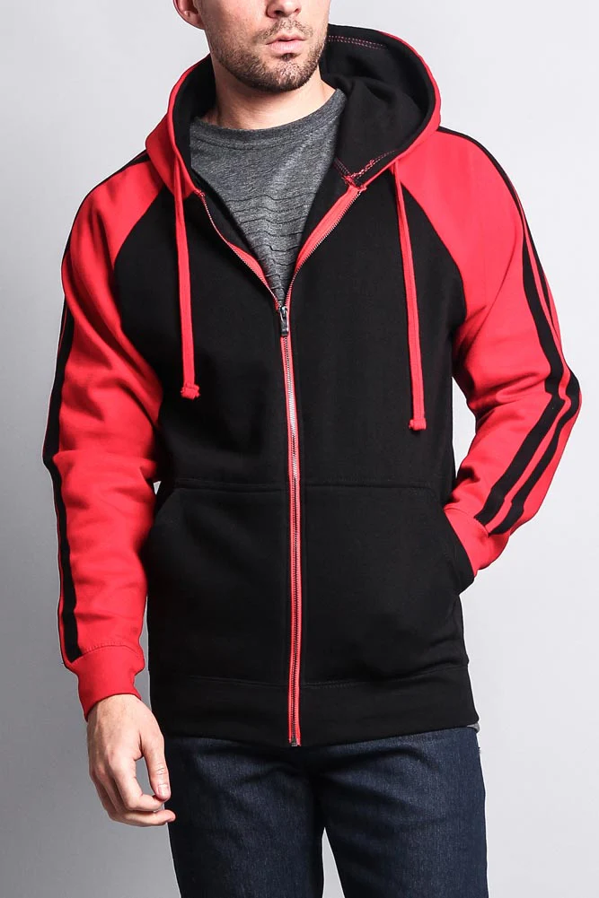 Men's Contrasting Two Striped Zip Up Hoodie - Image 8