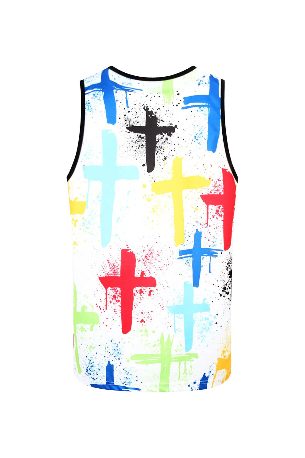 Men's Cross Paint Splatter Tank Top - Image 2