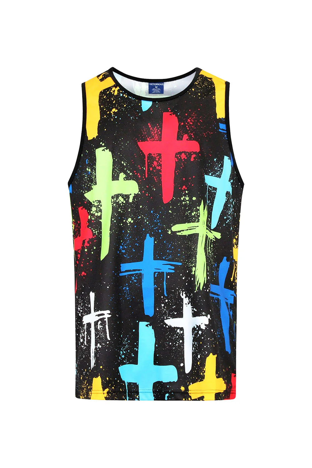 Men's Cross Paint Splatter Tank Top - Image 5