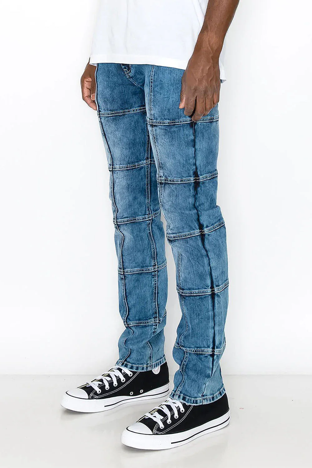 Men's Cut & Sew Blocked Denim Jeans - Image 2