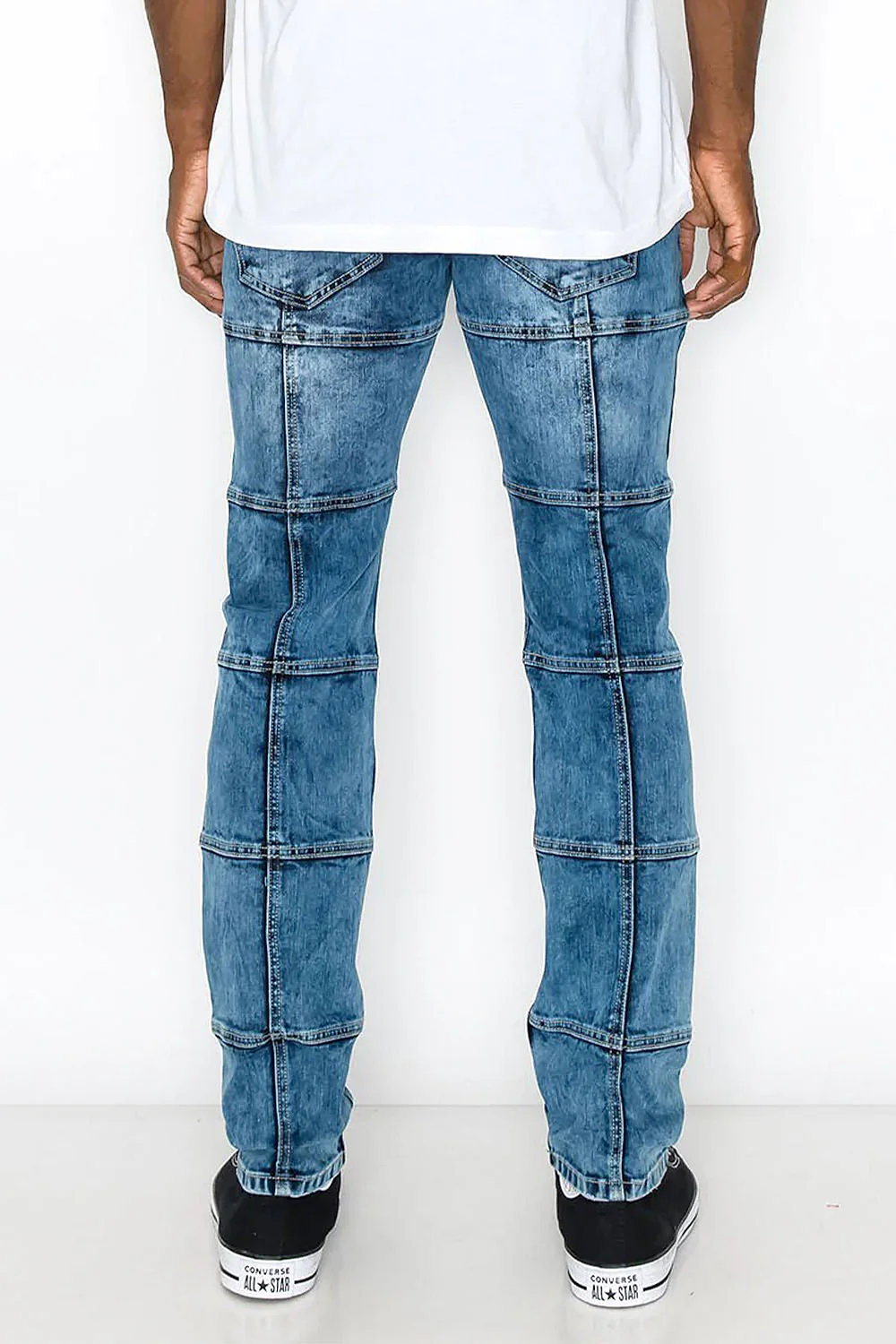 Men's Cut & Sew Blocked Denim Jeans - Image 3