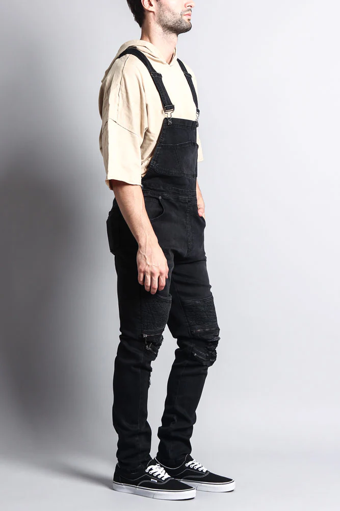 Men's Distressed Denim Overalls - Image 4