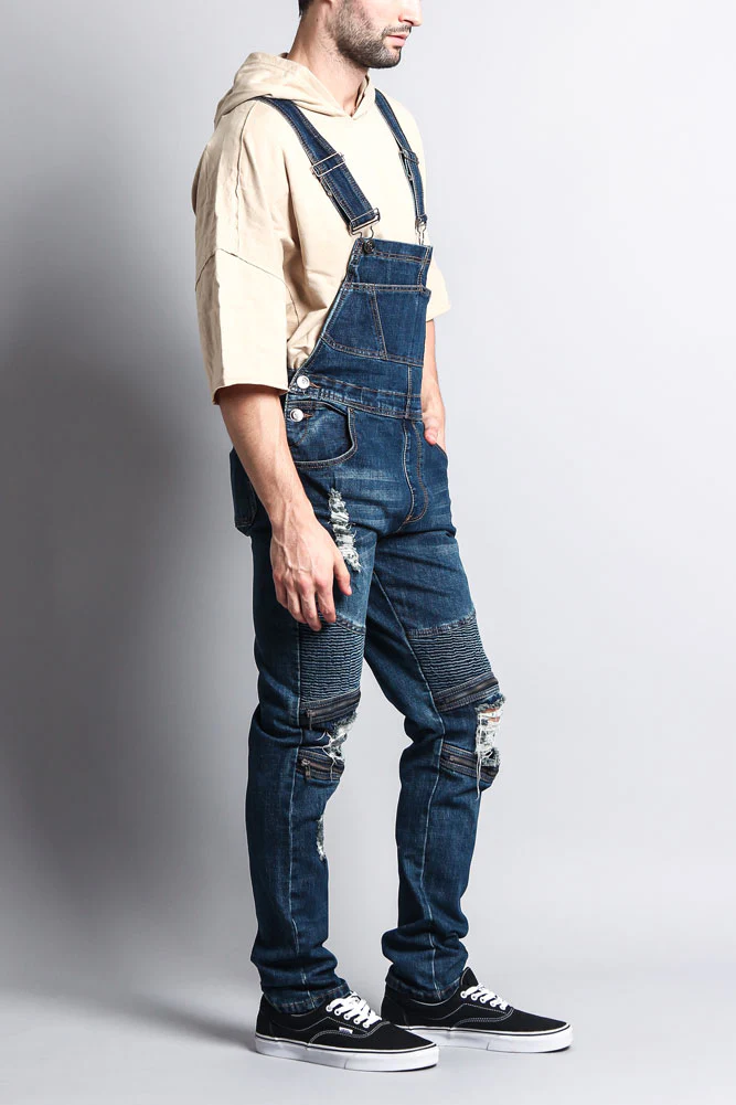 Men's Distressed Denim Overalls - Image 8