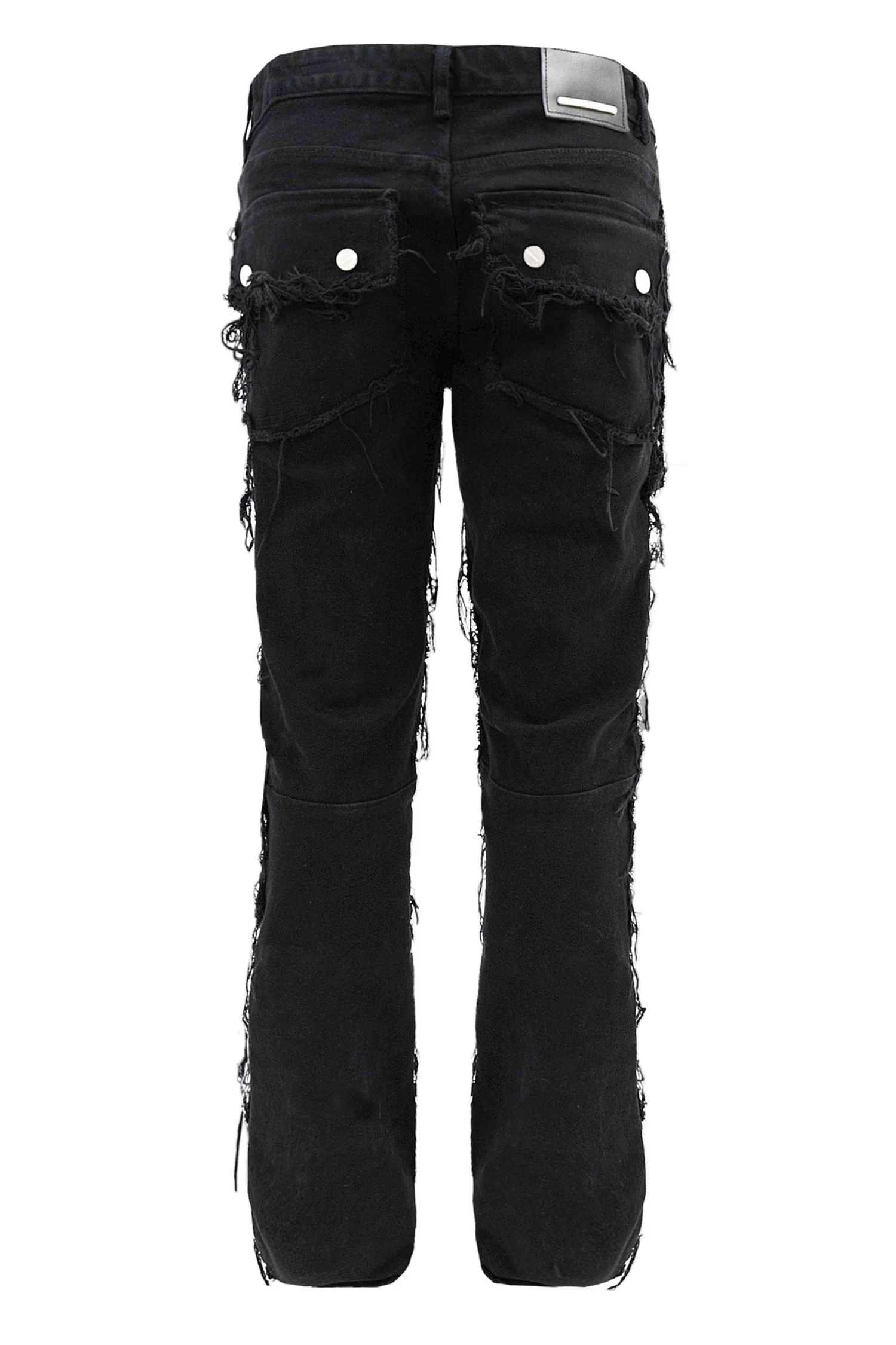 Men's Distressed Edge Cut Slim Stack Flared Cargo Jeans - Image 8