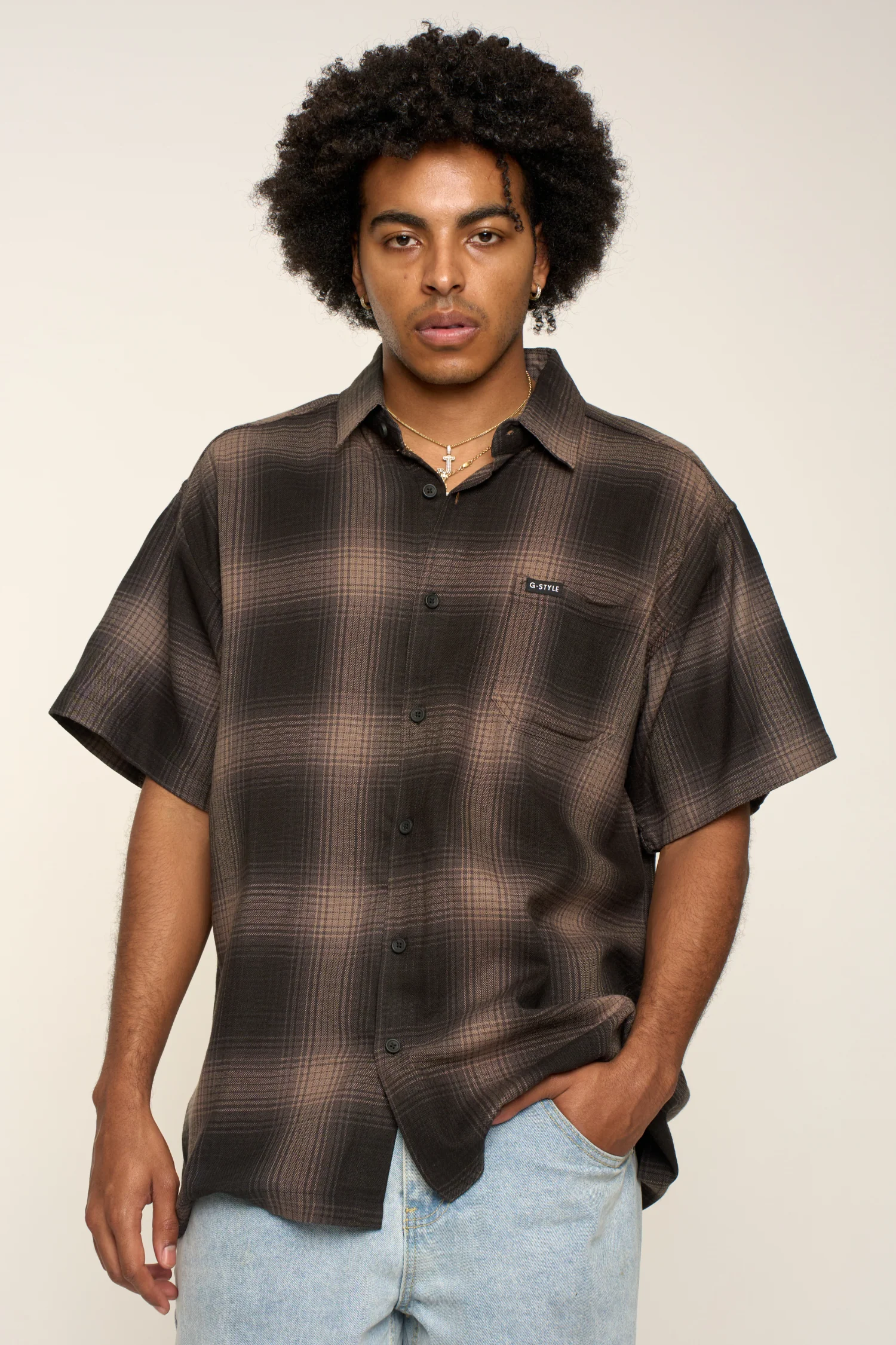 Plaid Short Sleeve Button Up Shirt - Image 20