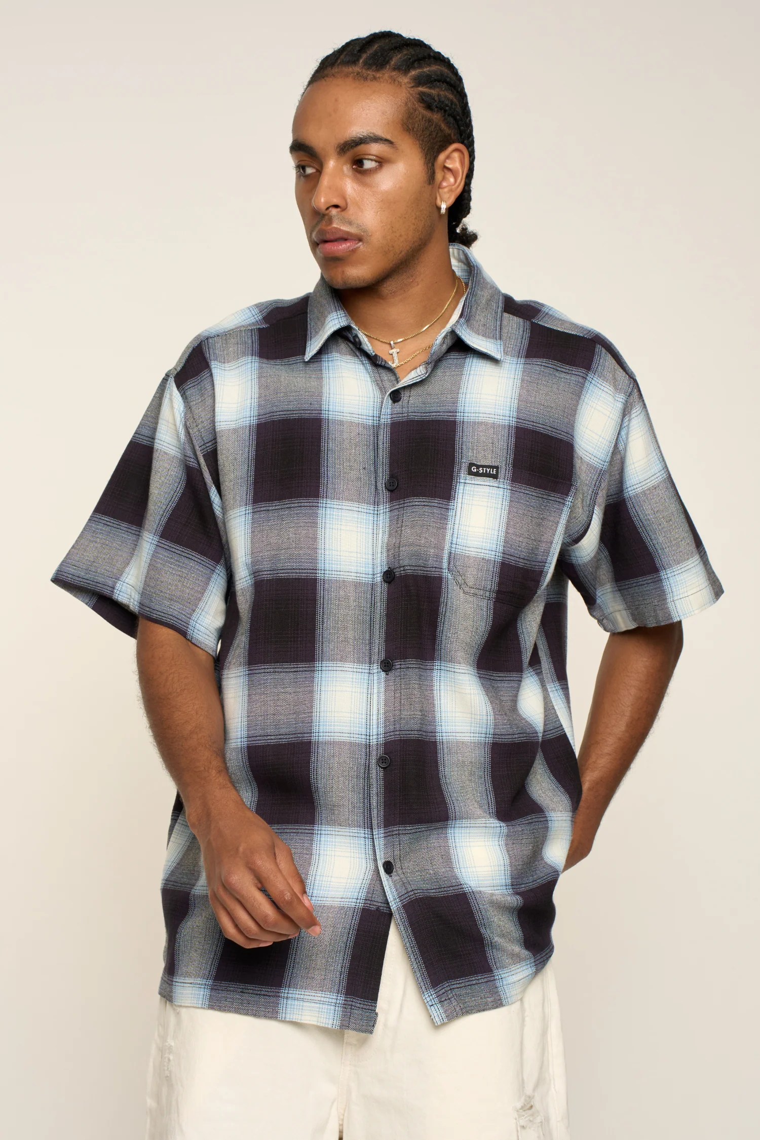 Plaid Short Sleeve Button Up Shirt - Image 21
